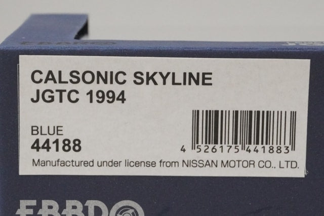 1:43 EBBRO 44188 Nissan Calsonic Skyline R32 JGTC 1994 #1 Blue model car