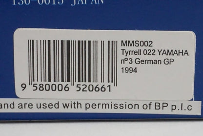1:43 SPARK MMS002 Tyrrell 022 Yamaha Germany GP Ukyo Katayama 1994 #3 MIYAZAWA MOKEI
