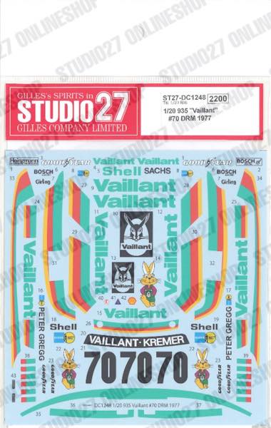 [ Back-order ] Studio27 DC1248 1:20 935 "Vaillant" #70 DRM 1977 for T Original Decals