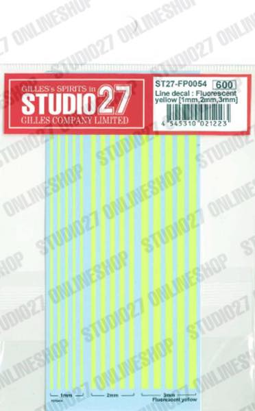 [ Back-order ] Studio27 FP0054 Line decal : Fluorescent yellow [1mm,2mm,3mm] Original Decals