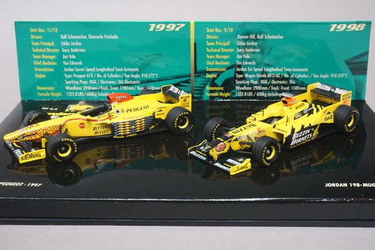 1:43 MINICHAMPS 402109798 Jordan Set 4/5 197 Peugeot 1997 / 198 Mugen Honda 1998