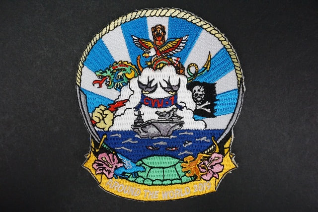 Patch USN CVN-1 Carrier air wing CVW AROUND THE WORLD 2019 without hook and loop