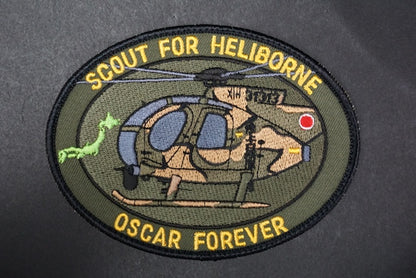 Patch JGSDF OH-6 SCOUT FOR HELIBORNE Oscar Forever with hook and loop