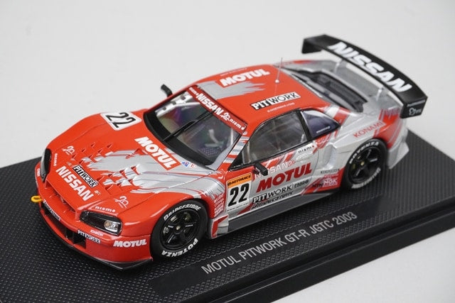 1:43 EBBRO P413 MOTUL Pitwork Skyline GT-R JGTC 2003 #22 Red/Silver model car