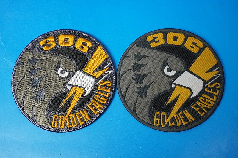 Patch JASDF 306th Tactical Fighter Squadron "Golden Eagles" (Komatsu Air Base) – High-Visibility & Low-Visibility Patch Set (2 Patches) – No Velcro Backing