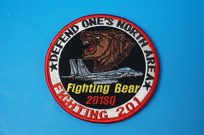 Patch JASDF F-15 201SQ Fighting Bear Brown Bear Fighting 201  with hook and loop