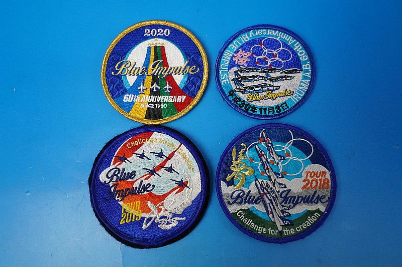 Patch JASDF Air Self-Defense Force Blue Impulse 60th Anniversary Sakura (Cherry Blossom/Sakura etc.) Set of 4 (4 designs) with Velcro