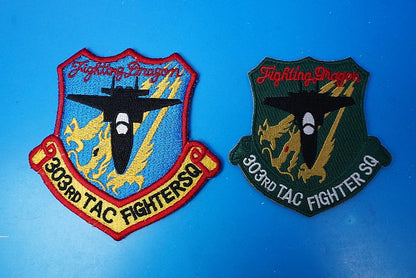 Patch JASDF Air Self-Defense Force 303rd Squadron Fighting Dragon Komatsu Air Base High Visibility & Low Visibility 2-Piece Set with Velcro