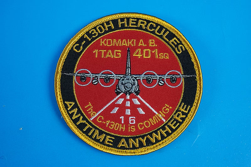 Patch JASDF C-130H, 401st Squadron, Hercules, “ANYTIME ANYWHERE,” with Velcro