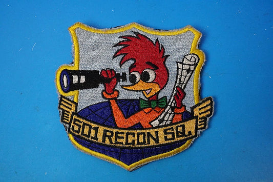 Patch JASDF 501st Reconnaissance Squadron, Hyakuri Air Base, Woodpecker, Blue Background, with Velcro