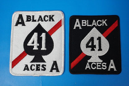 Patch USN F-14A VF-41 Black Aces Different sizes and colors Set of 2 without hook and loop