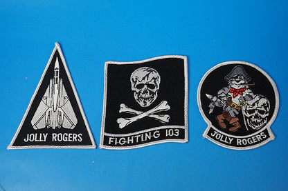 Patch USN U.S. Navy VF-103 103rd Fighter-Attack Squadron Jolly Rogers 3-piece set (3 types), no Velcro