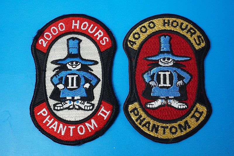 Patch JASDF F-4EJ Phantom II 2000 Flight Hours 4000 Flight Hours Spook 2 Piece Set without hook and loop