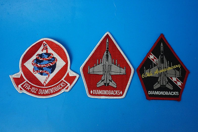 Patch USN (United States Navy) VFA-102 Diamondbacks Snake/Snake Pattern 3-Piece Set (No Velcro)