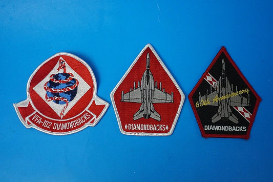 Patch USN (United States Navy) VFA-102 Diamondbacks Snake/Snake Pattern 3-Piece Set (No Velcro)