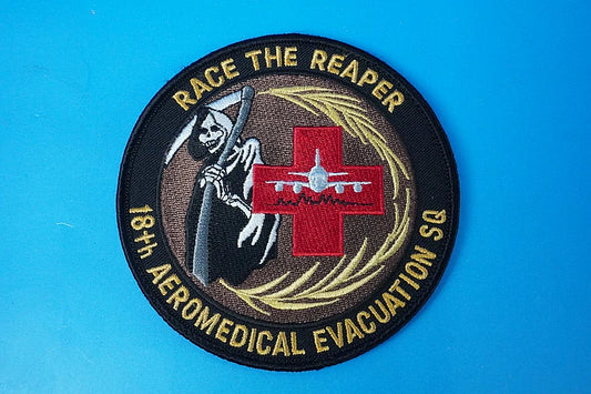 Patch USAF 18th Aeromedical Evacuation Squadron “Race the Reaper” (The Grim Reaper) Kadena Air Base (with Velcro)