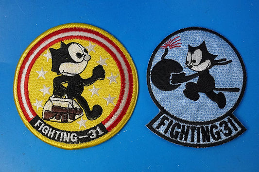 Patch USN United States Navy 31st Fighter Attack Squadron Tomcatters Felix 2-Piece Set (No Velcro)