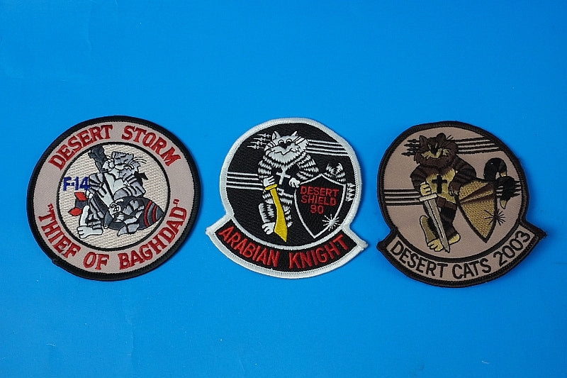 Patch USN F-14 Tomcat VF-154 Black Knights Desert Storm 3 Piece Set without hook and loop