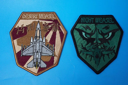 Patch USAF U.S. Air Force F-16 14th Fighter Attack Squadron DESERT WEASEL/Wild Weasel and other 2 types, 2-piece set, no Velcro