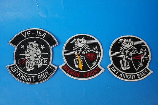 Patch USN U.S. Navy F-14 Tomcat VF-154 Black Knights 3-Piece Set No Velcro