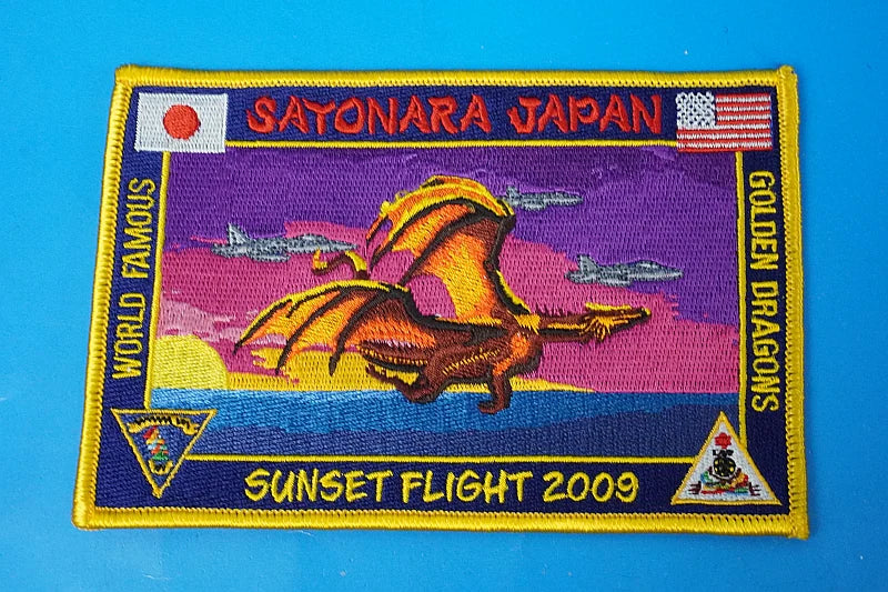 Patch USN United States Navy VFA-192 Golden Dragons "Goodbye Japan" Sunset Flight 2009 Square No Velcro