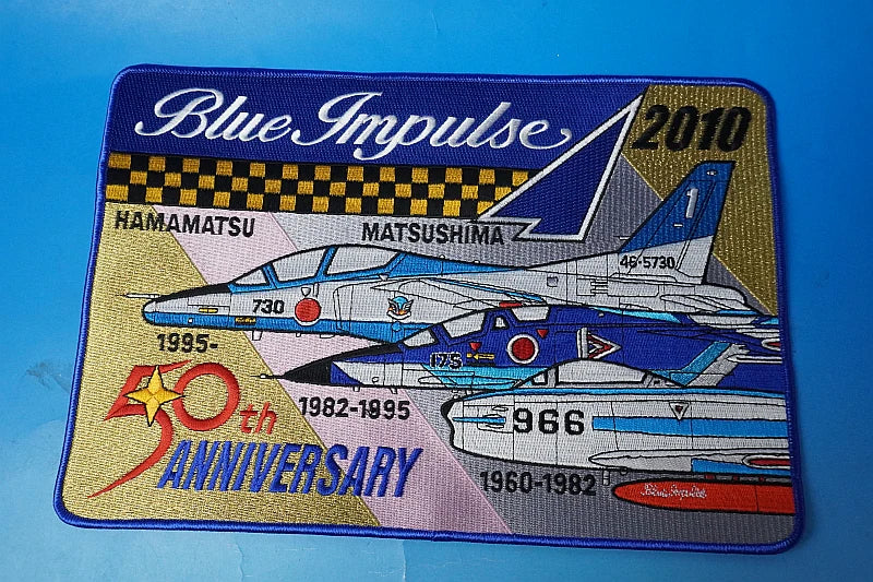 Patch JASDF Air Self-Defense Force Blue Impulse 50th Anniversary Square Pig Patch (No Velcro)