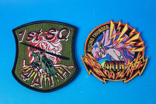 Patch JGSDF 4th Anti-Tank Helicopter Squadron (4ATH) Rising Thunder, Akane Kisarazu and others, 2 types, 2-piece set, with Velcro.