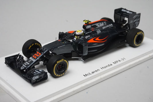 1:43 SPARK FS13 F1 Bulletin Bespoke McLaren Honda MP4-31 Abu Dhabi GP 2016 J.Button #22 Last Run