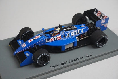 1:43 Spark S3969 Ligier JS31 Detroit GP 1988 #26 S.Johansson
