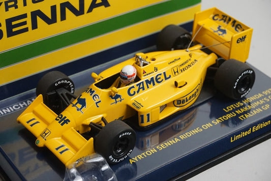 1:43 MINICHAMPS 540874311 Lotus Honda 99T Italian GP 1987 #11 Camel spec with figure model car