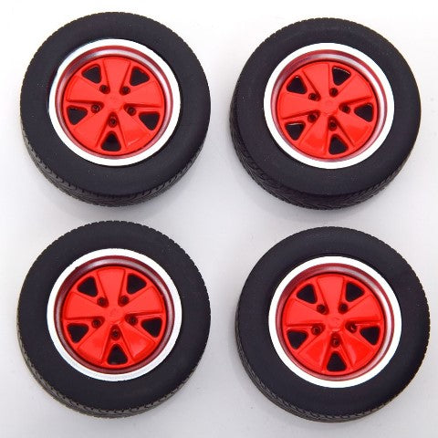 KKDCACC023 KK scale 1:18 Porsche Rims and Tyres set Clubsport Red