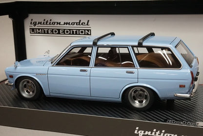 1:18 ignition model IG2223 Nissan Datsun Bluebird (510) Wagon Light Blue Surfboard included