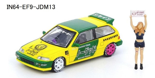 IN64-EF9-JDM13 INNO MODELS 1:64 Honda Civic EF9 "NO GOOD RACING" Osaka Auto Messe 2019 with Figure