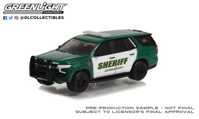 30381 GreenLight 1:64 2021 Chevrolet Tahoe Police Pursuit Vehicle (PPV) - Escambia County Sheriff, Pensacola, Florida