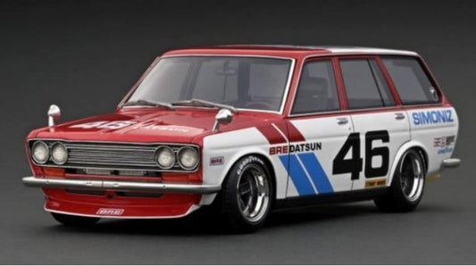 IG3063 TARMAC WORKS ignition model 1:18 Nissan Datsun Bluebird (510) Wagon Red/White