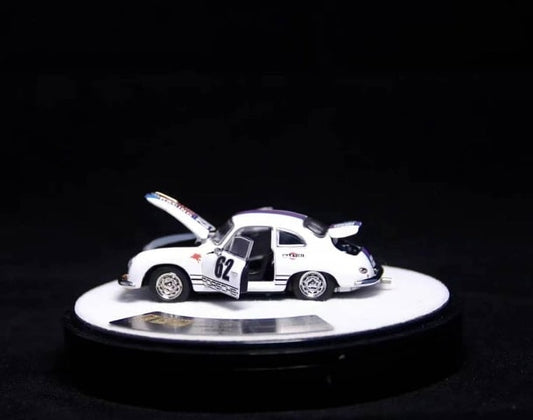 PGM-640502 PGM 1:64 Porsche 356 White MARTINI Fully Opened and Closed Model luxury version (Round Base)