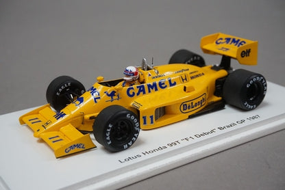 1:43 SPARK TR011 Lotus Honda 99T F1 Debut Brazilian GP Satoru Nakajima 1987 #11 CAMEL