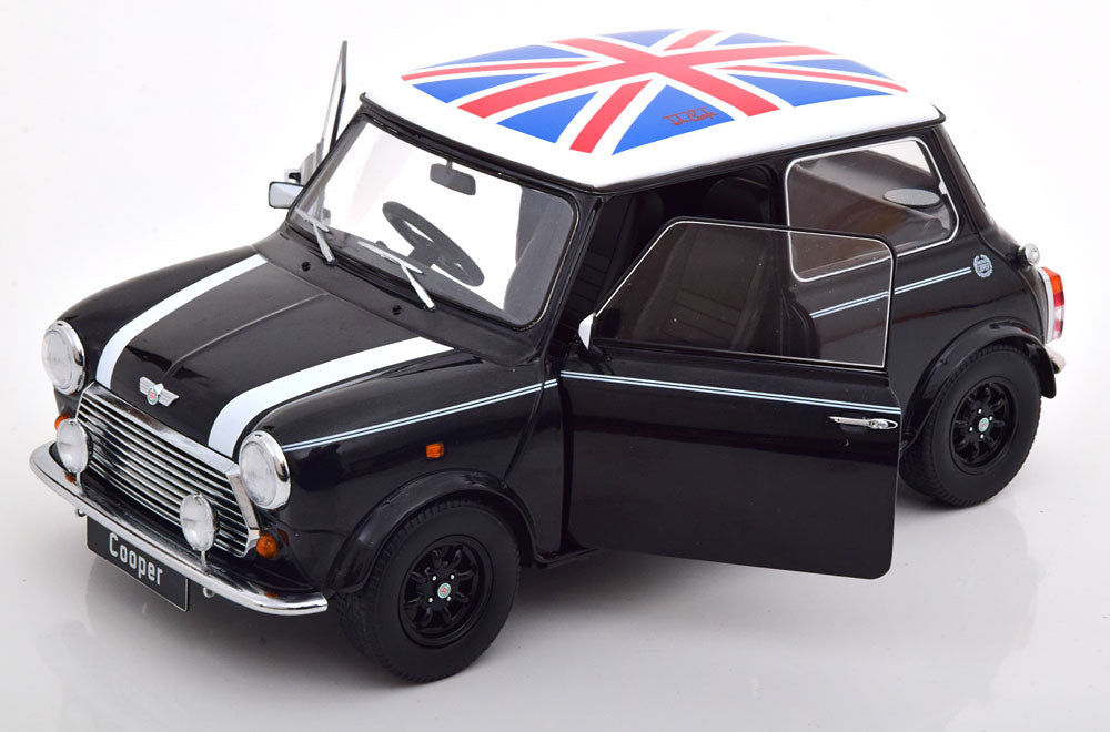 KKDC120052R KK scale 1:12 Mini Cooper 1990 Black / White Union Jack RHD model car