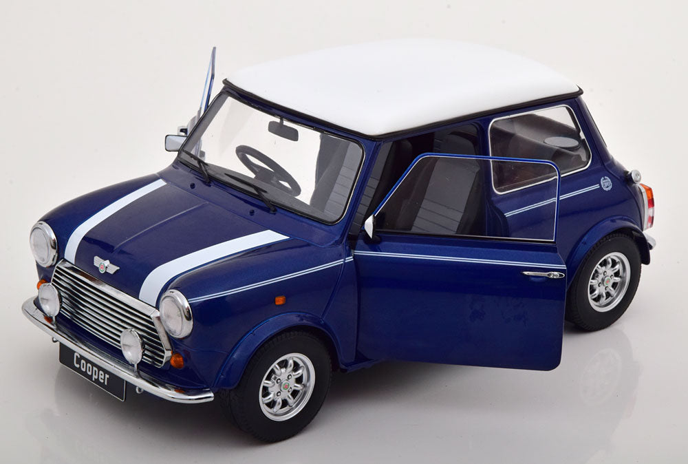 KKDC120053R KK scale 1:12 MINI COOPER 1990 Blue Metallic/White RHD