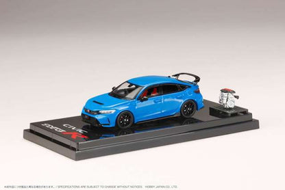 HJ641063BL Hobby JAPAN 1:64 Honda Civic TYPE R (FL5) with engine display model, Racing Blue Pearl