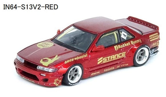 IN64-S13V2-RED INNO MODELS 1:64 Nissan Silvia S13 (V2) PANDEM / Rocket Bunny Red Metallic