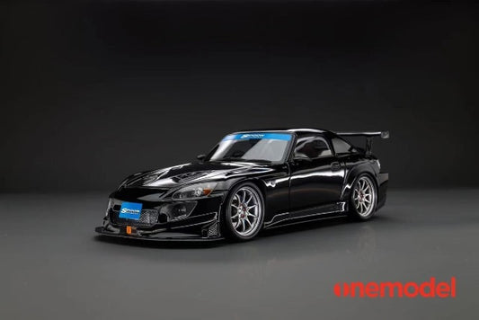 [ Pre-order ] 23A03-01A onemodel 1:18 Honda S2000 Spoon Street Cavon Bonnet Version Black with Titanium Silver Wheels