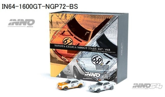 IN64-1600GT-NGP72-BS INNO MODELS 1:64 Toyota Celica 1600GT (TA22) #67 / #68 1972 Box Set