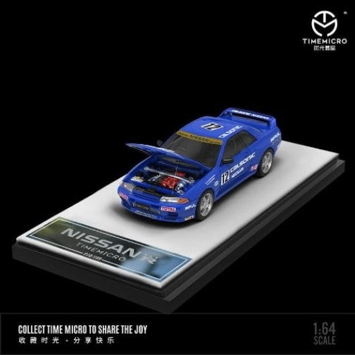 TM Time Micro 1:64 Nissan Skyline GT-R GTR R32 Calsonic Blue Hood opening/closing