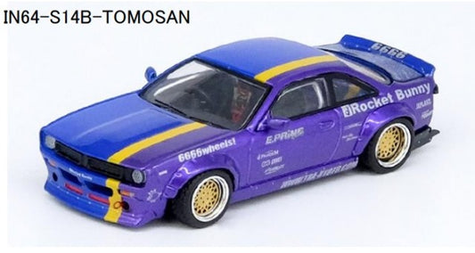 IN64-S14B-TOMOSAN INNO MODELS 1:64 Nissan Silvia S14 "Rocket Buuny Boss" Tomonori Idekawa