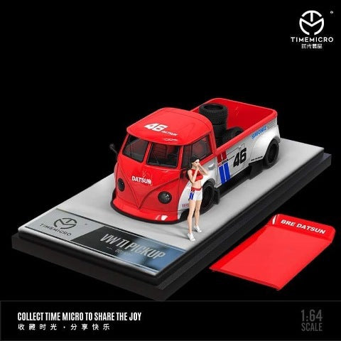 TM Time Micro 1:64 VW VolksWagen T1 Pickup Truck DATSUN #46 with Figure