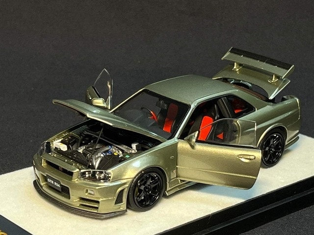 PGM-430103-1 PGM & onemodel 1:43 Nissan Skyline GT-R R34 Z-Tune fully opened and closed model Jade Green standard base