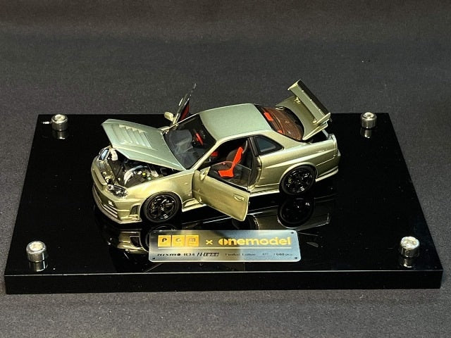 PGM-430103-2 PGM & onemodel 1:43 Nissan Skyline GT-R R34 Z-Tune fully opened and closed model Jade Green luxury version