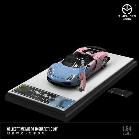 TM643515-1 TM Time Micro 1:64 Porsche 918 Spyder Blue-Pink gradation with figure