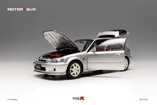 M85004 MH MOTORHELIX 1:18 Honda Civic Type R EK9-120 Later Fully Retractable Vogue Silver Metallic